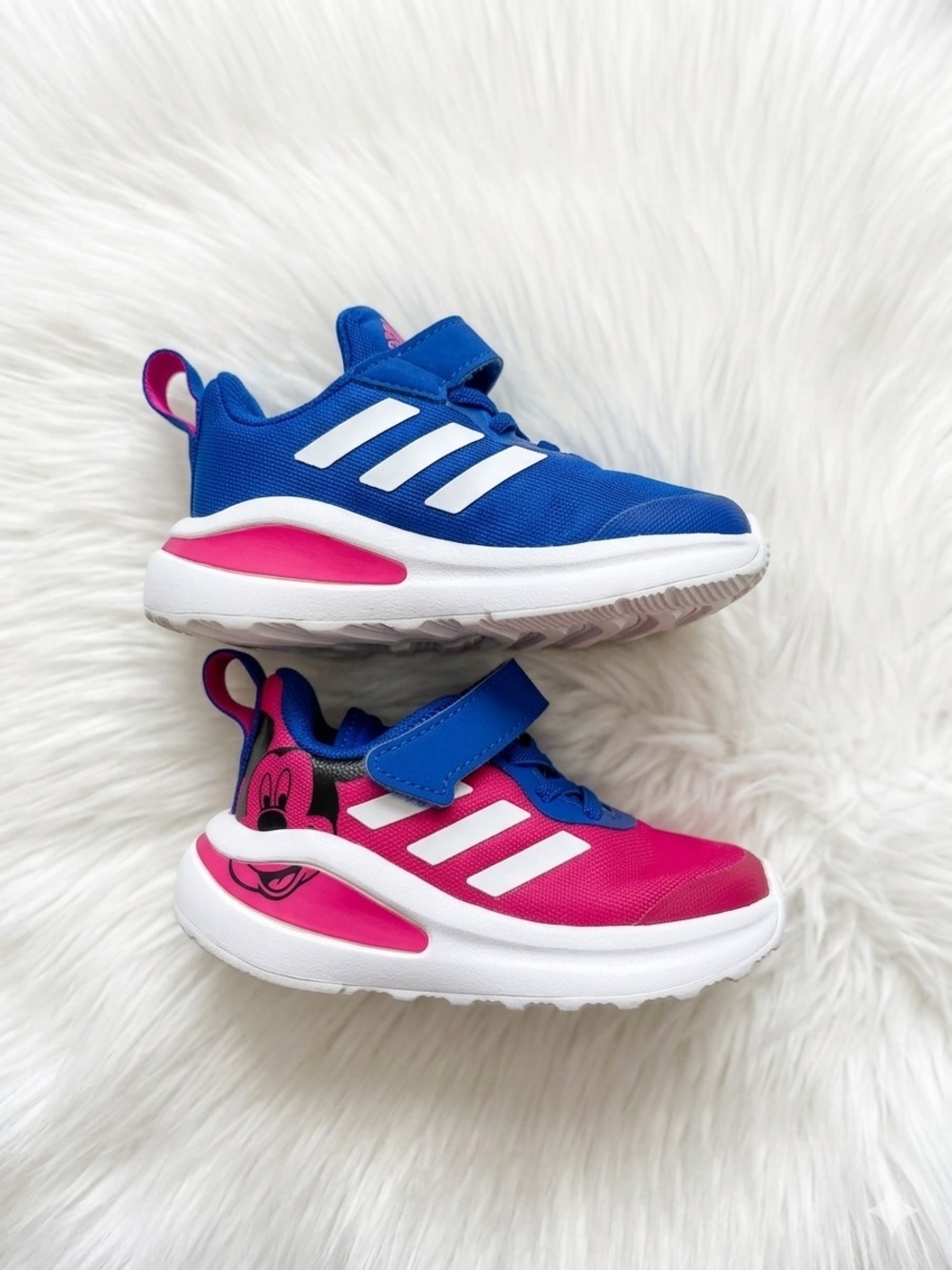 Adidas x Disney Mickey Mouse Toddler Sneakers Size 5.5 Pink Blue Hook & Loop - Picture 2 of 5